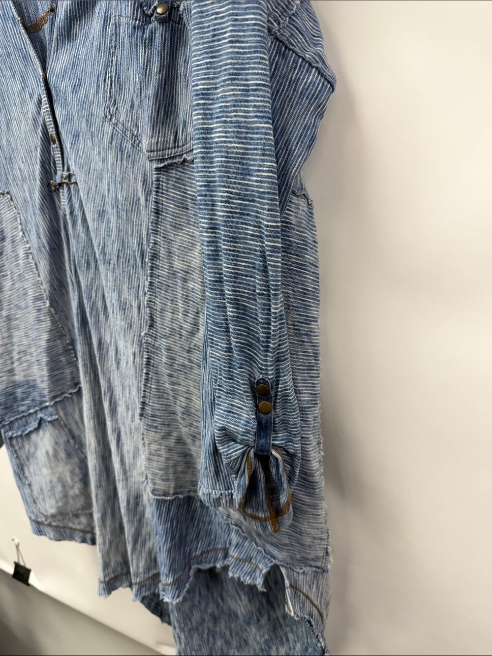 We The Free Blue Washed Button Front Tunic Shirt - Picture 6 of 7